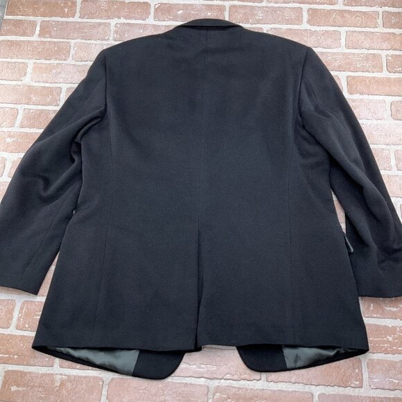 Evan Picone Blazer Men 44R Black Camel Hair 2 Button Classic Career Jacket - Picture 9 of 14